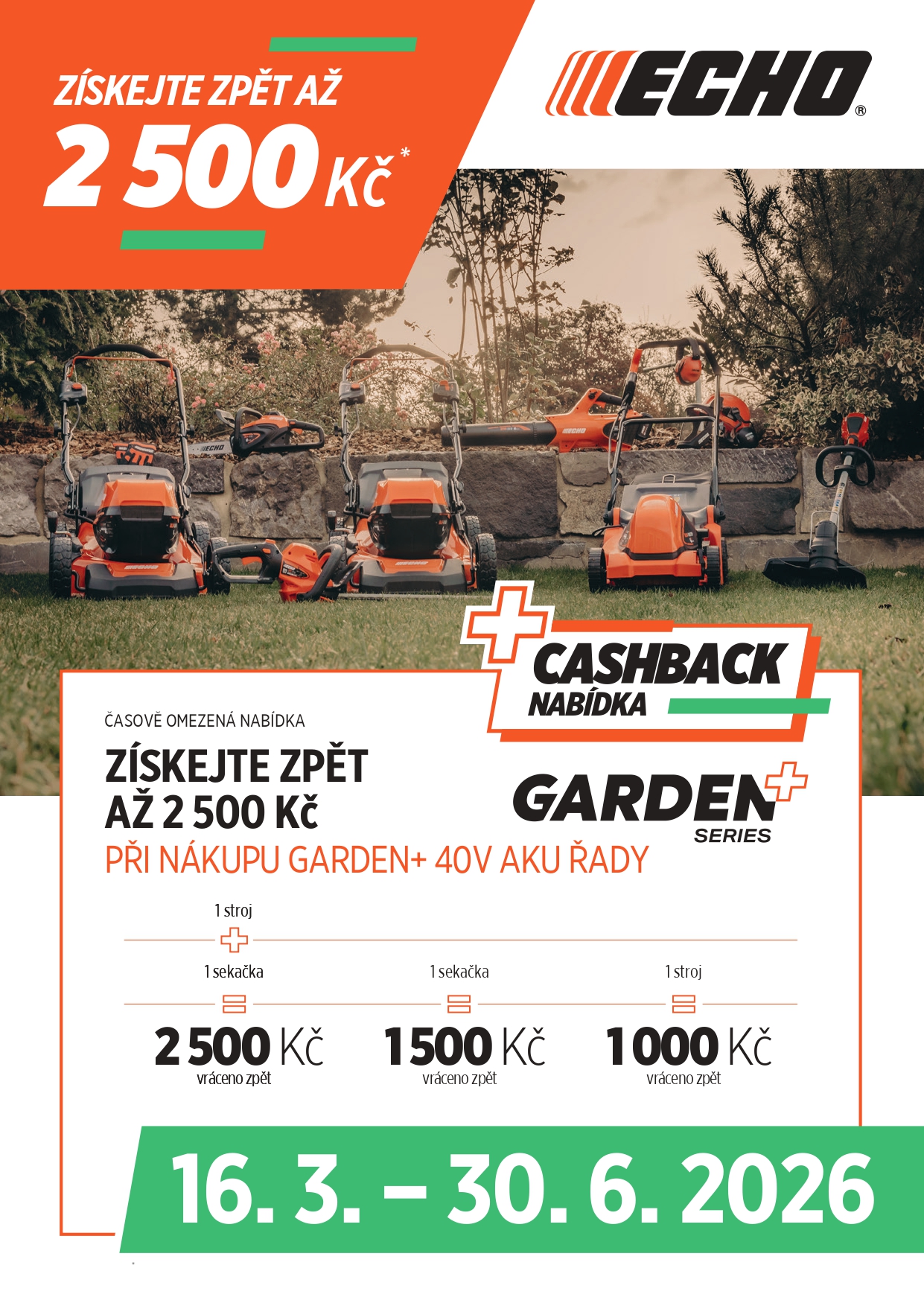 Získejte zpět až 2500Kč | Garden+ 40V