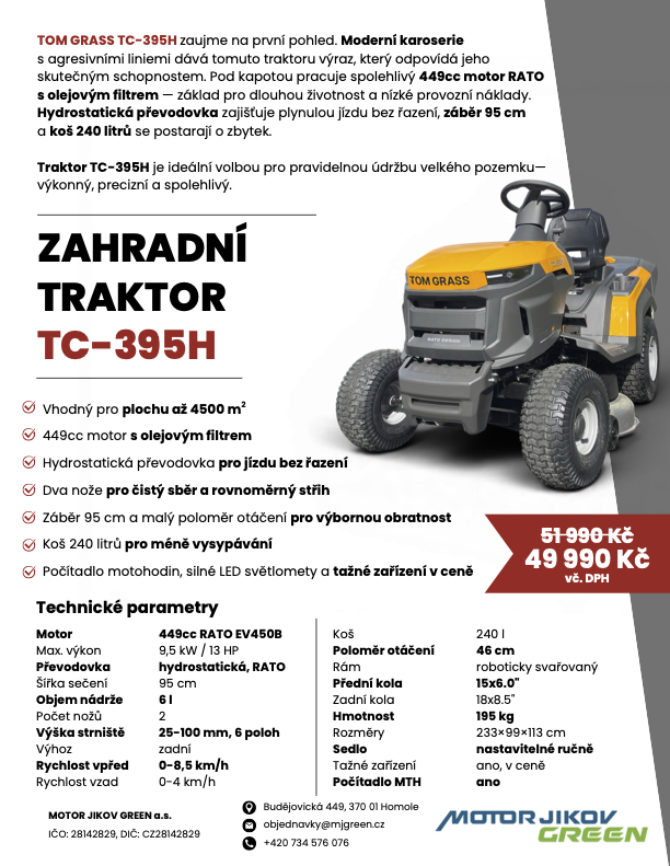 NOVINKA - TRAKTOR RATO TC-395H